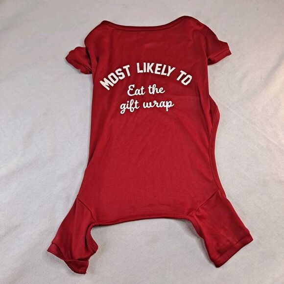 Magical Season Dog Pajamas Size S/M Christmas "Most Likely To Eat The Gift Wrap" - Picture 1 of 7